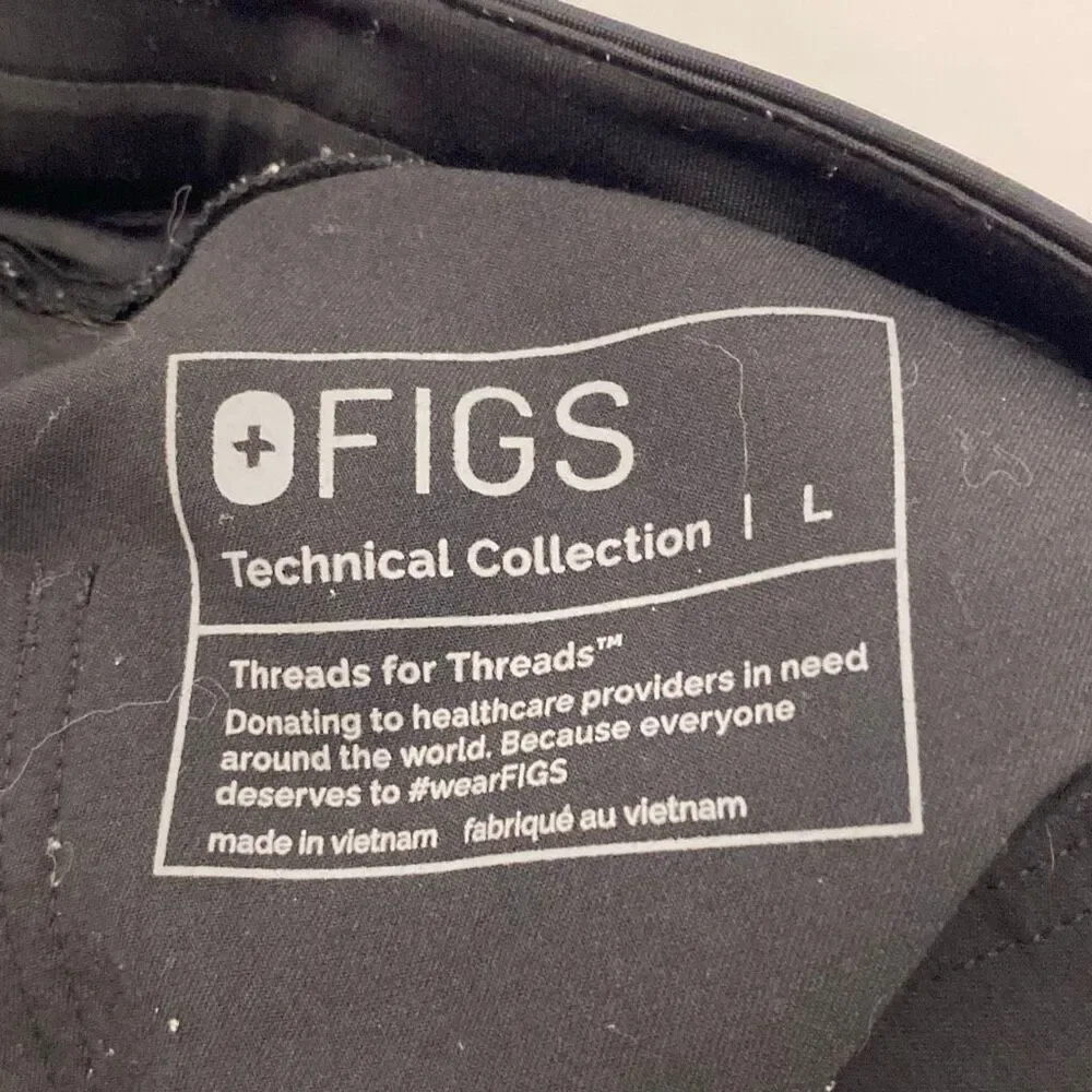 FIGS Men's Black Technical Medical Drawstring Cargo Stretch Scrub Pants‎ Large